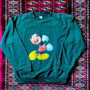 VINTAGE Mickey Mouse Forest Green Crewneck